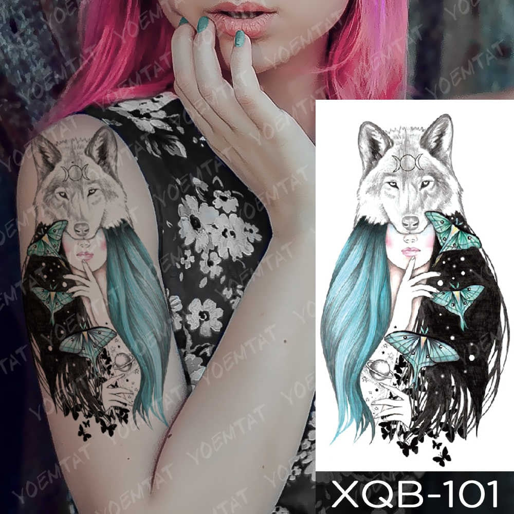 Waterproof Temporary Tattoo Sticker Blue Ice Dragon Plum Blossom Flash Tattoos Family Tree Fox Body Art Arm Fake Tatoo Women Men