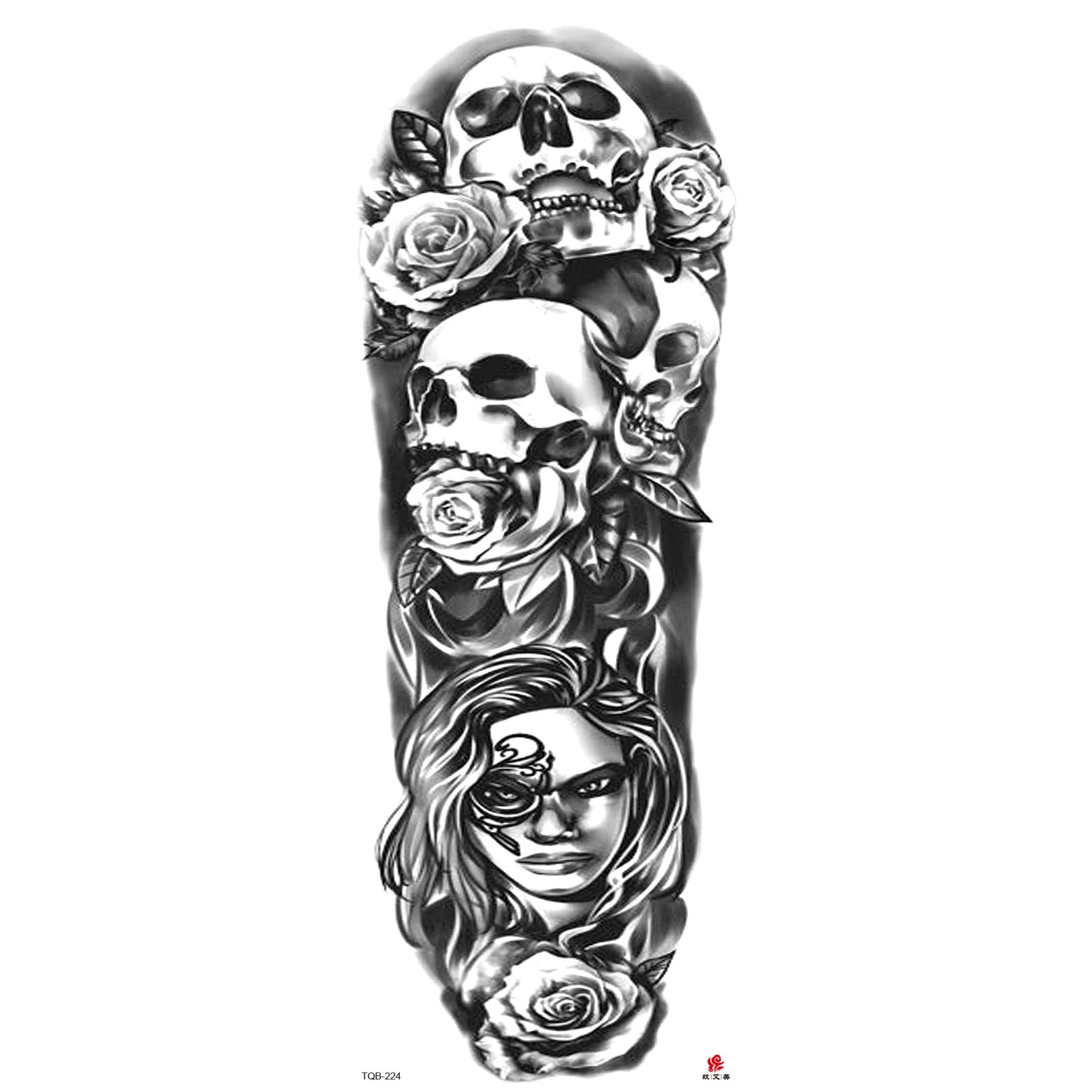 Big Arm Sleeve Tattoo Lion Wolf Skull Waterproof Long-lasting Temporary Tattoo Sticker Body Art Fake Fake Tattoo Women Men