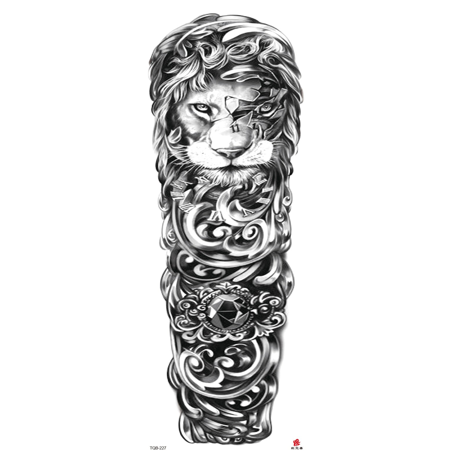 Big Arm Sleeve Tattoo Lion Wolf Skull Waterproof Long-lasting Temporary Tattoo Sticker Body Art Fake Fake Tattoo Women Men