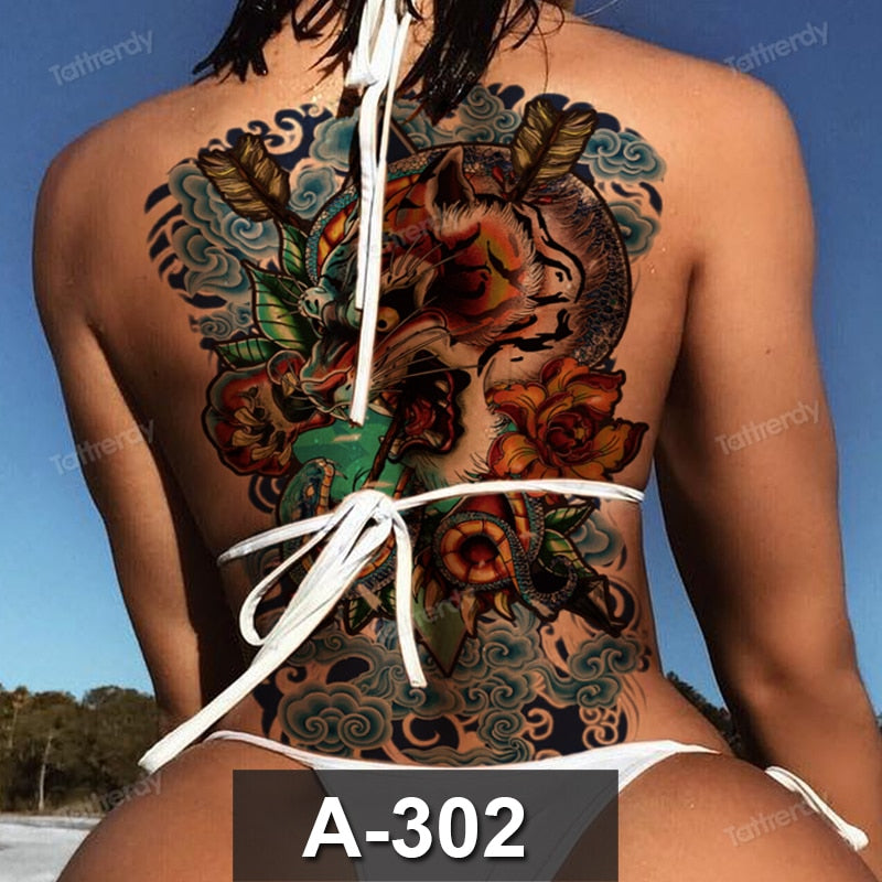 adult tattoo waterproof large full back sexy body tattoos for women men dragon temporary tattoo snake tribal water tatoo fake