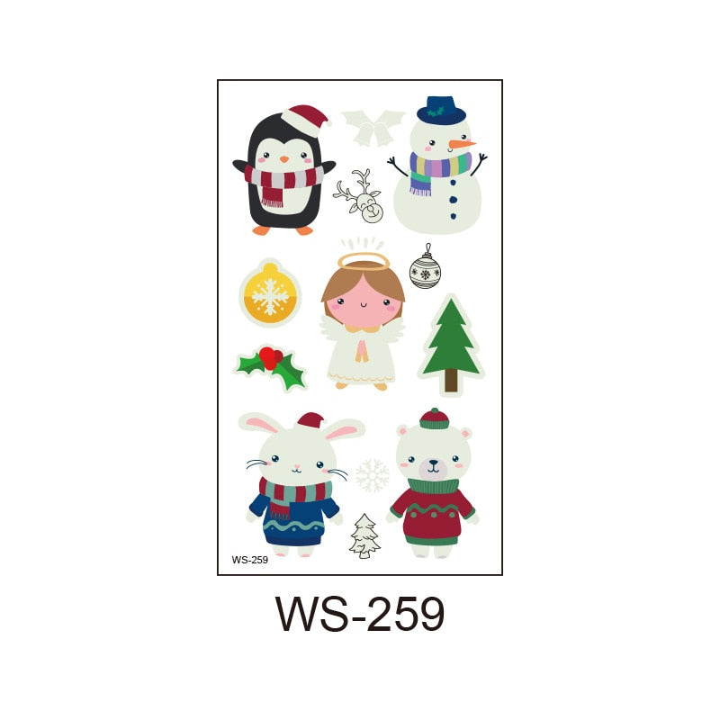 New Christmas Tattoo Sticker Cartoon Christmas Luminous Child Tattoo Sticker New Year Party Temporary Tattoo Sticker