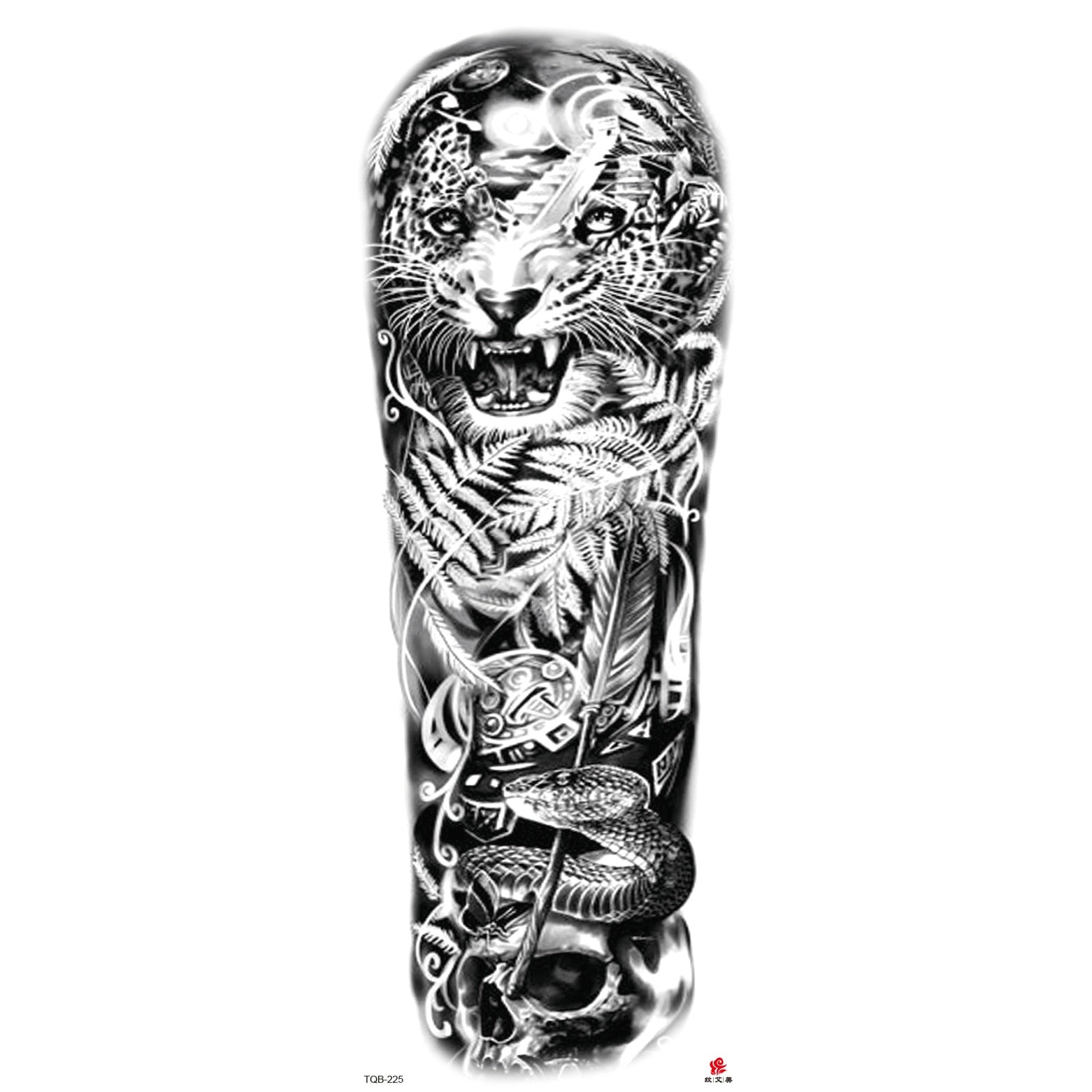 Big Arm Sleeve Tattoo Lion Wolf Skull Waterproof Long-lasting Temporary Tattoo Sticker Body Art Fake Fake Tattoo Women Men