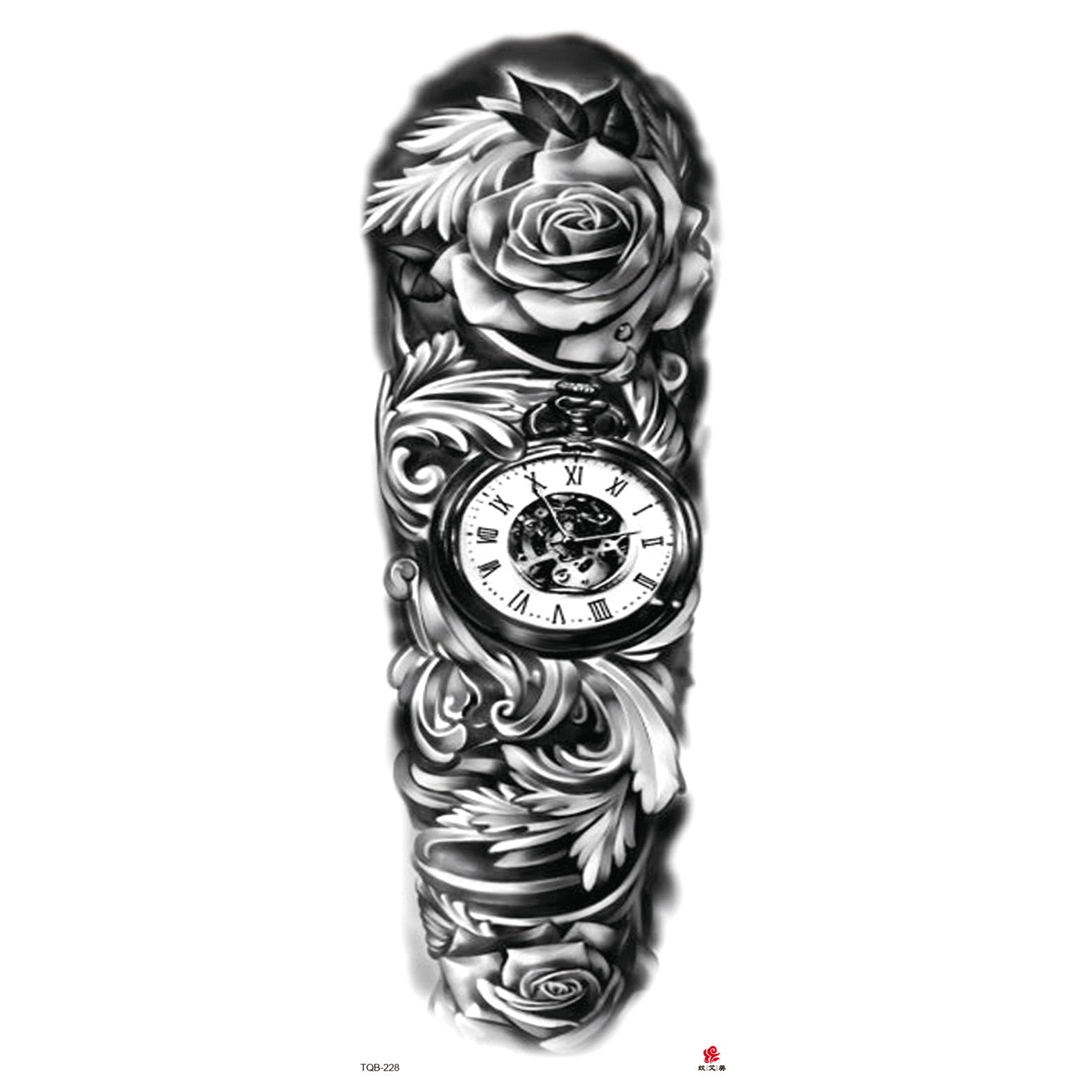 Big Arm Sleeve Tattoo Lion Wolf Skull Waterproof Long-lasting Temporary Tattoo Sticker Body Art Fake Fake Tattoo Women Men