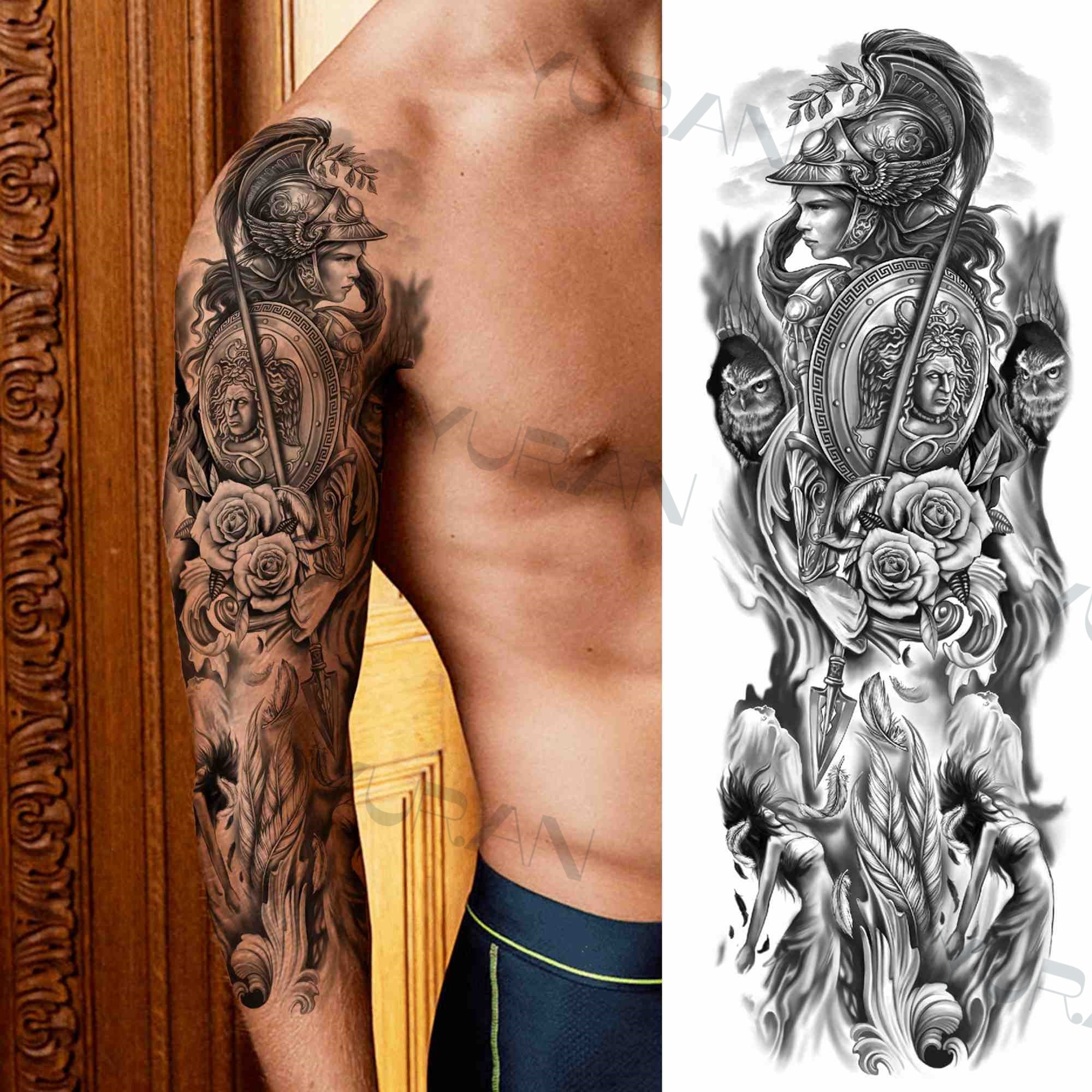 DIY Tribal Totem Full Arm Temporary Tattoo Sleeve For Men Women Adult Maori Skull Tattoos StickerBlack Fake Tatoos Makeup Tools