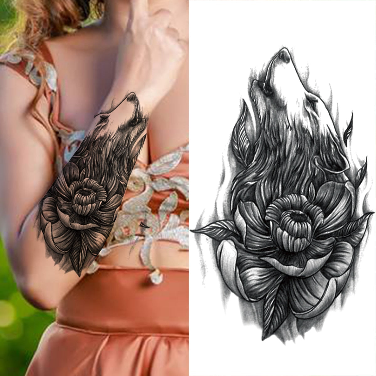 Realistic Daffodil Flower Lion Temporary Tattoos For Women Men Adult Tiger Butterfly Sword Fake Tattoo Sticker Arm Foot Tatoos