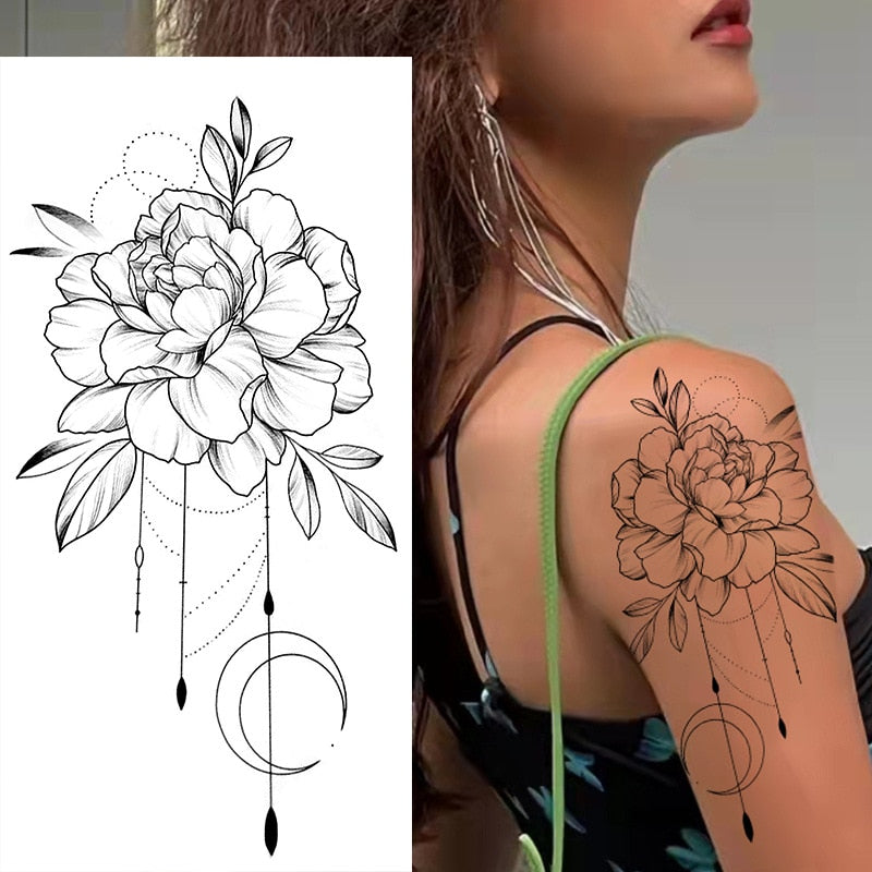 Tattoos Sticker Waterproof Temporary Sketch Flower Simple Flower Sternum Stick Temporary Tattoo Stick Women