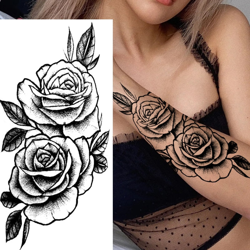 Tattoos Sticker Waterproof Temporary Sketch Flower Simple Flower Sternum Stick Temporary Tattoo Stick Women