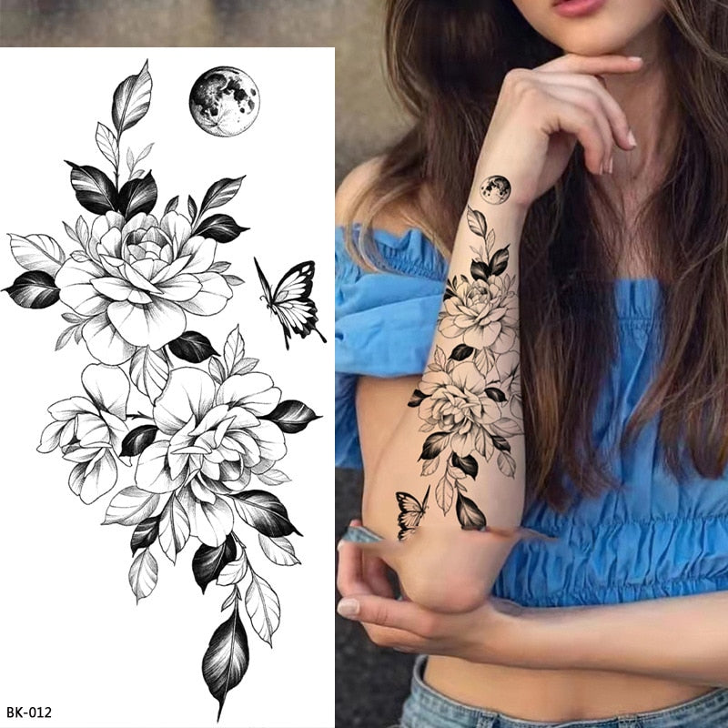 Tattoos Sticker Waterproof Temporary Sketch Flower Simple Flower Sternum Stick Temporary Tattoo Stick Women