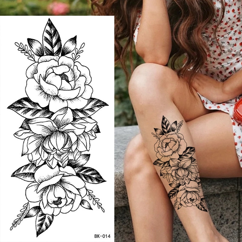 Tattoos Sticker Waterproof Temporary Sketch Flower Simple Flower Sternum Stick Temporary Tattoo Stick Women