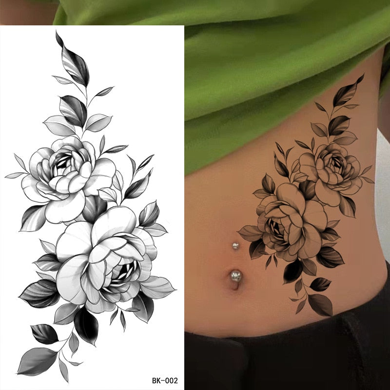 Tattoos Sticker Waterproof Temporary Sketch Flower Simple Flower Sternum Stick Temporary Tattoo Stick Women