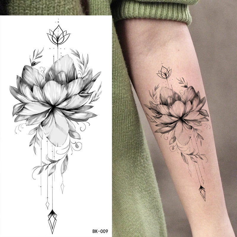 Tattoos Sticker Waterproof Temporary Sketch Flower Simple Flower Sternum Stick Temporary Tattoo Stick Women