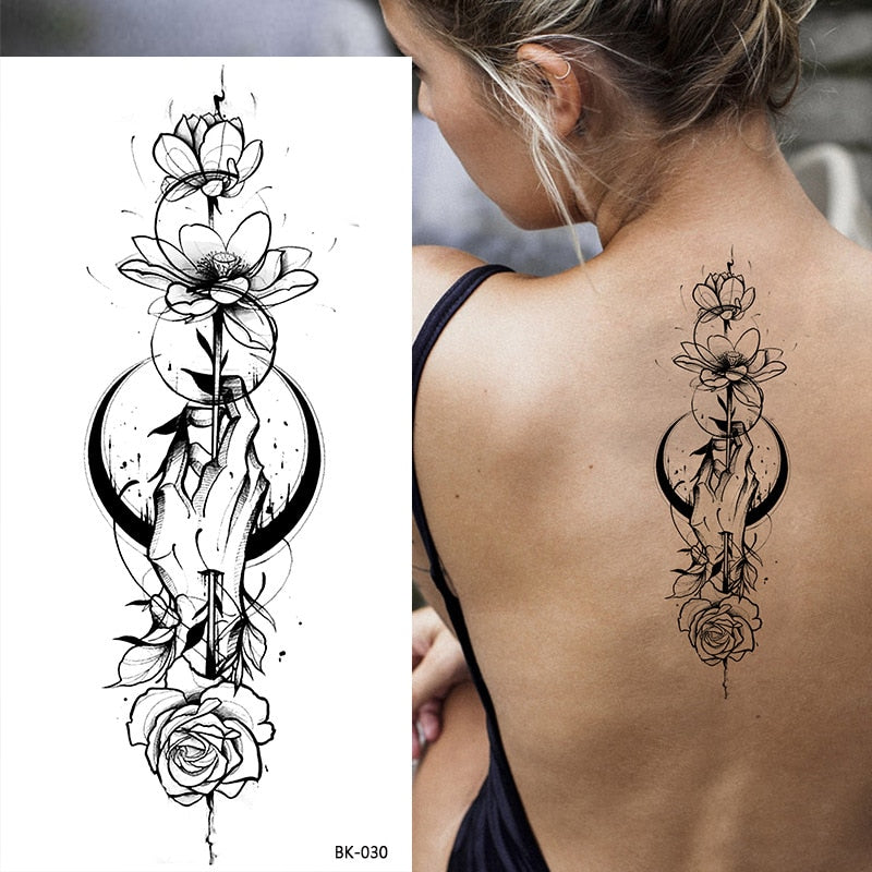 Tattoos Sticker Waterproof Temporary Sketch Flower Simple Flower Sternum Stick Temporary Tattoo Stick Women