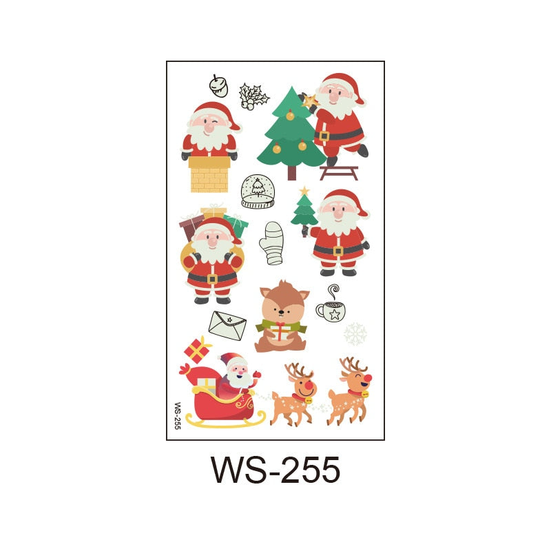 New Christmas Tattoo Sticker Cartoon Christmas Luminous Child Tattoo Sticker New Year Party Temporary Tattoo Sticker