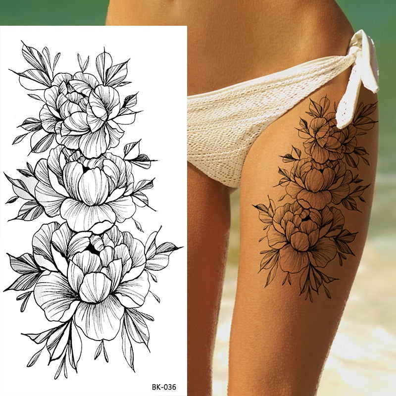 Tattoos Sticker Waterproof Temporary Sketch Flower Simple Flower Sternum Stick Temporary Tattoo Stick Women