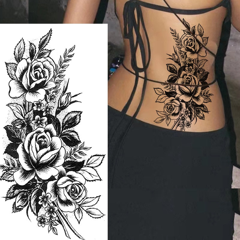 Tattoos Sticker Waterproof Temporary Sketch Flower Simple Flower Sternum Stick Temporary Tattoo Stick Women