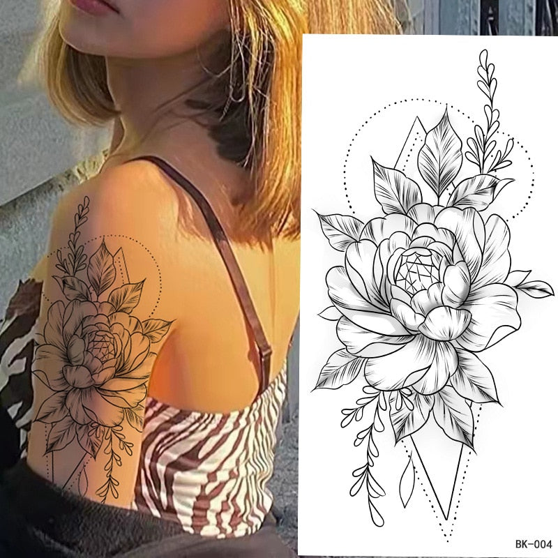 Tattoos Sticker Waterproof Temporary Sketch Flower Simple Flower Sternum Stick Temporary Tattoo Stick Women