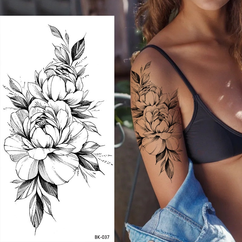 Tattoos Sticker Waterproof Temporary Sketch Flower Simple Flower Sternum Stick Temporary Tattoo Stick Women