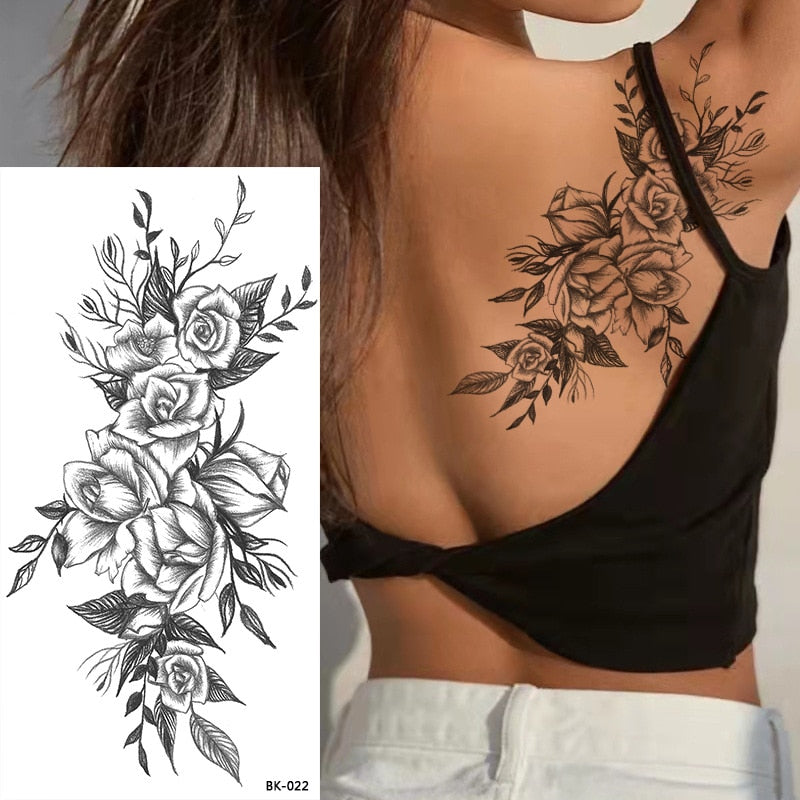 Tattoos Sticker Waterproof Temporary Sketch Flower Simple Flower Sternum Stick Temporary Tattoo Stick Women