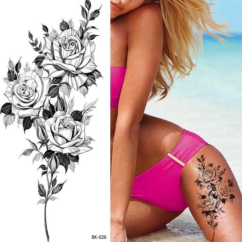 Tattoos Sticker Waterproof Temporary Sketch Flower Simple Flower Sternum Stick Temporary Tattoo Stick Women