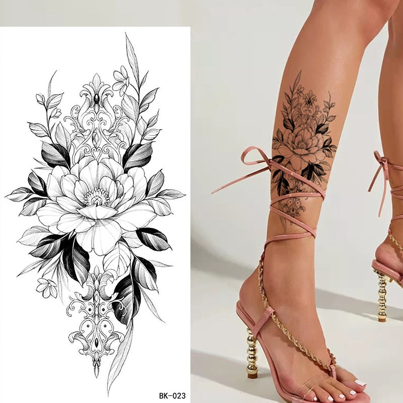 Tattoos Sticker Waterproof Temporary Sketch Flower Simple Flower Sternum Stick Temporary Tattoo Stick Women