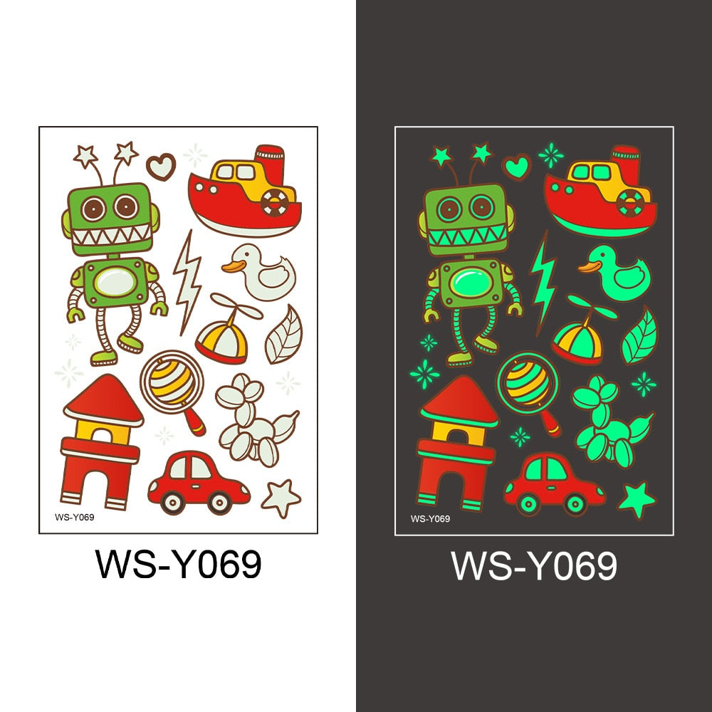 Tattoo Stickers Luminous Child Kid Temporary Fake Tattoos Glow Paste on Face Arm Leg for Children Body Art Mermaid Sticker