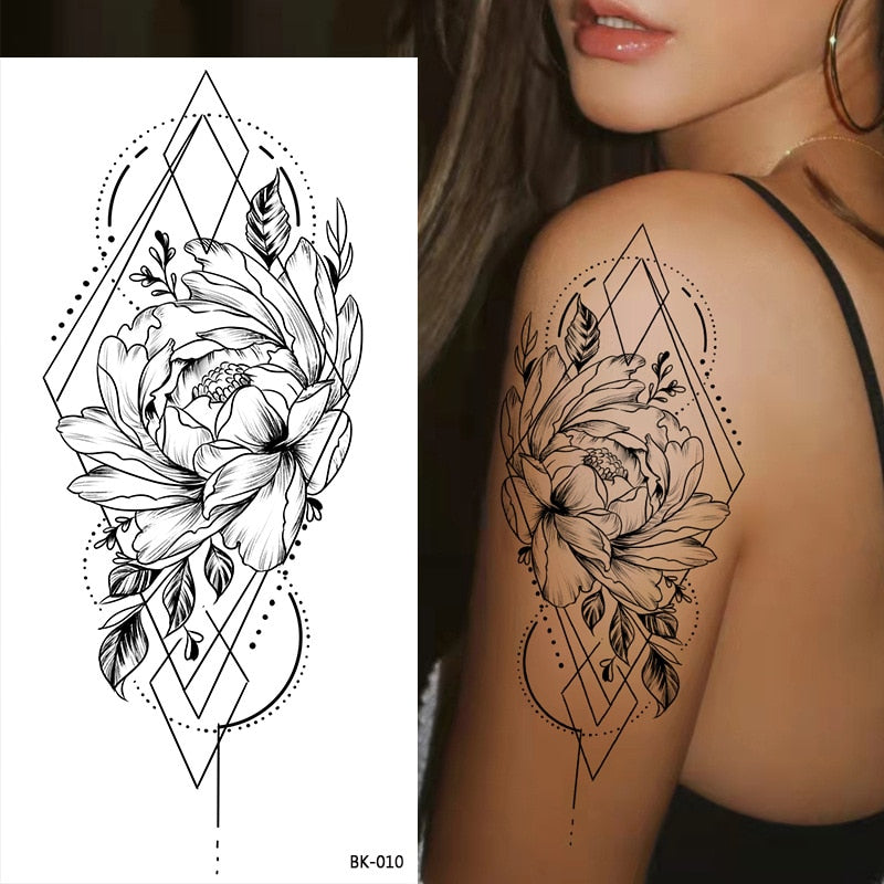 Tattoos Sticker Waterproof Temporary Sketch Flower Simple Flower Sternum Stick Temporary Tattoo Stick Women