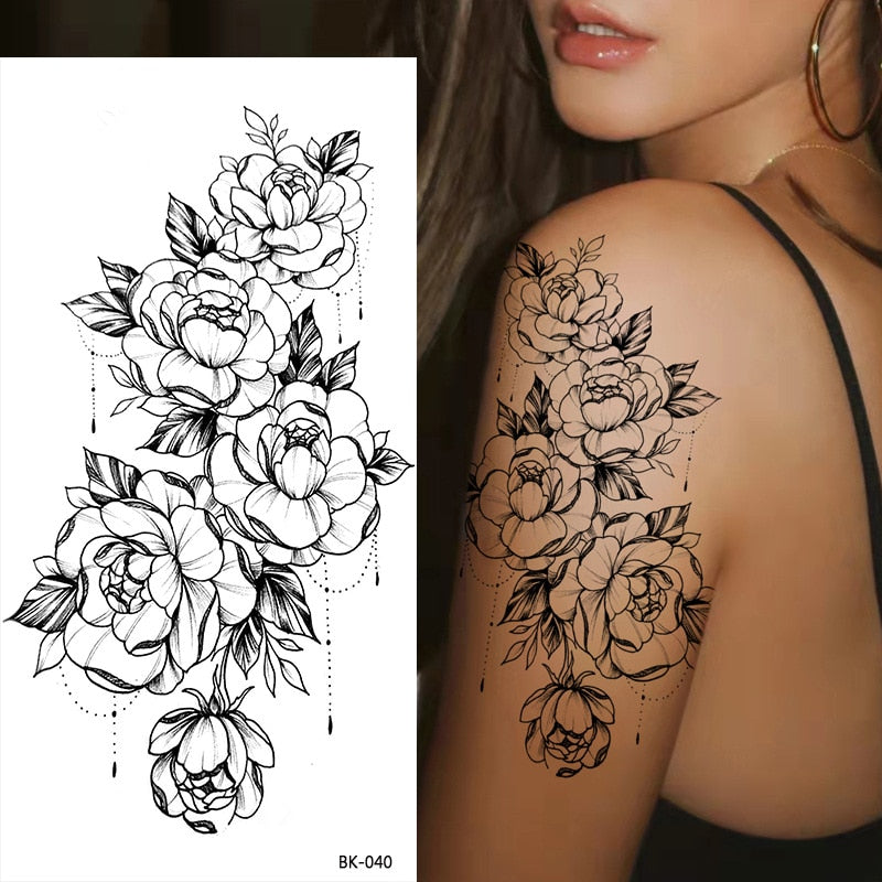 Tattoos Sticker Waterproof Temporary Sketch Flower Simple Flower Sternum Stick Temporary Tattoo Stick Women