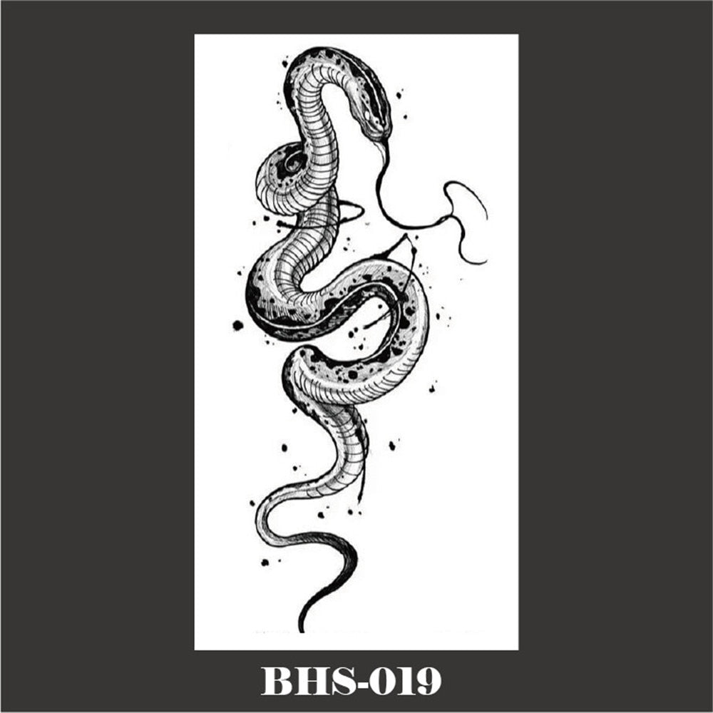 2022 Summer Snake Flower Temporary Tattoos Sticker Waterproof Cool Dark Style Unisex Water Transfer Fake Tattoo Women Accessory