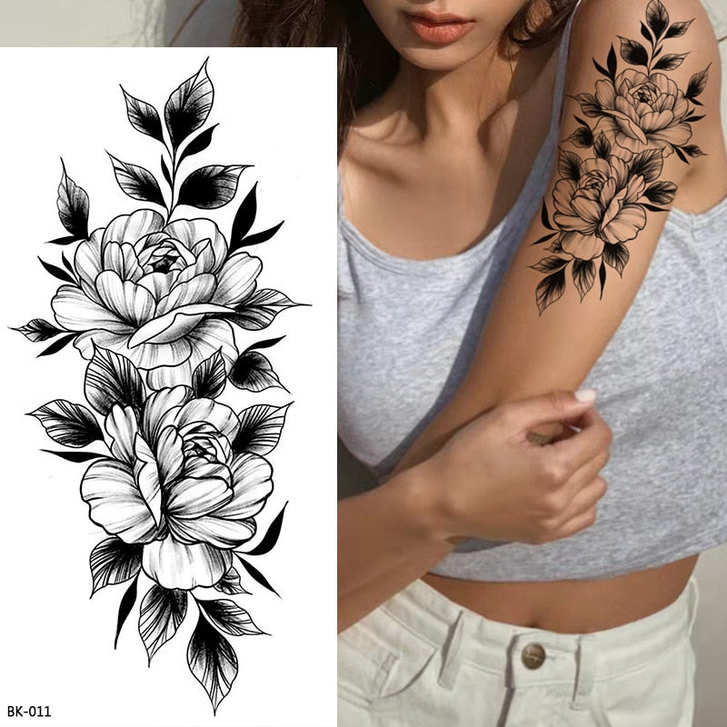 Tattoos Sticker Waterproof Temporary Sketch Flower Simple Flower Sternum Stick Temporary Tattoo Stick Women