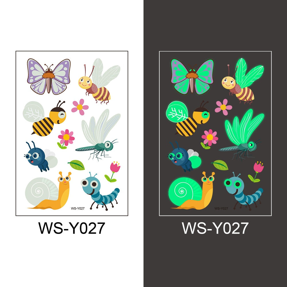 Tattoo Stickers Luminous Child Kid Temporary Fake Tattoos Glow Paste on Face Arm Leg for Children Body Art Mermaid Sticker