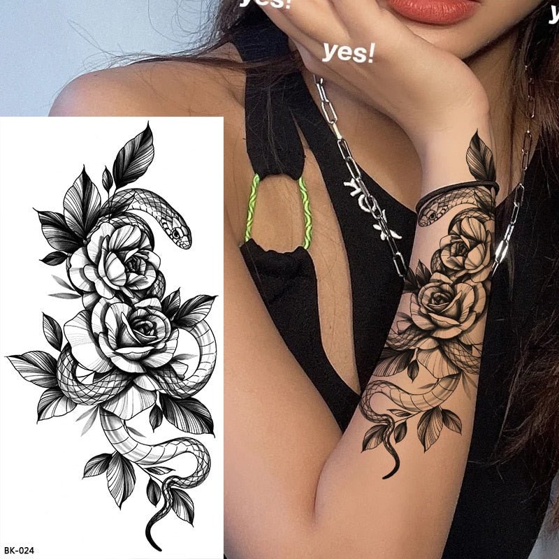 Tattoos Sticker Waterproof Temporary Sketch Flower Simple Flower Sternum Stick Temporary Tattoo Stick Women