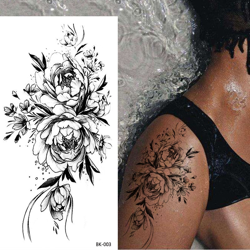 Tattoos Sticker Waterproof Temporary Sketch Flower Simple Flower Sternum Stick Temporary Tattoo Stick Women