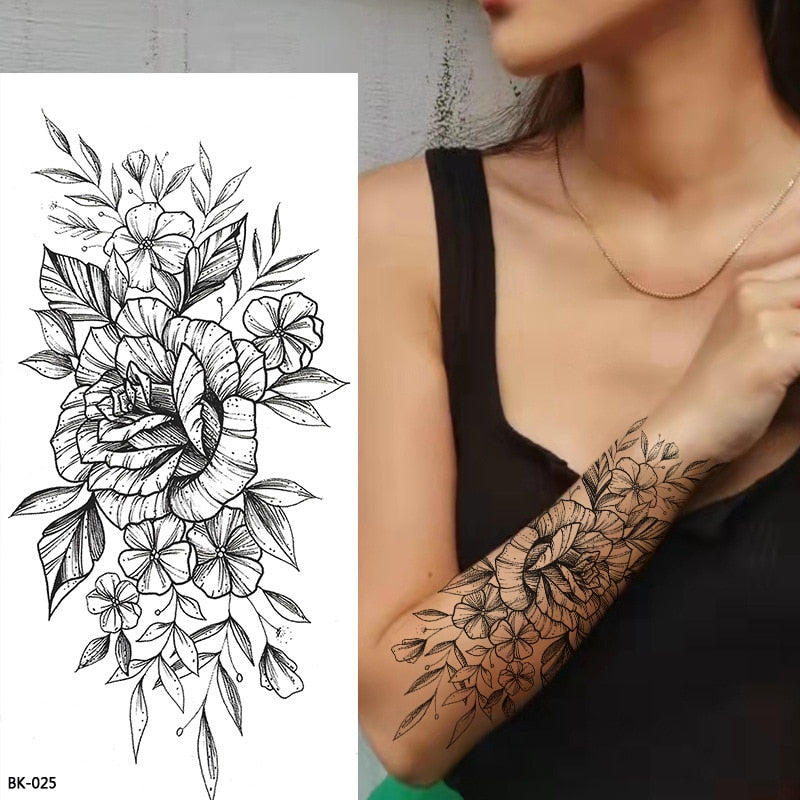 Tattoos Sticker Waterproof Temporary Sketch Flower Simple Flower Sternum Stick Temporary Tattoo Stick Women