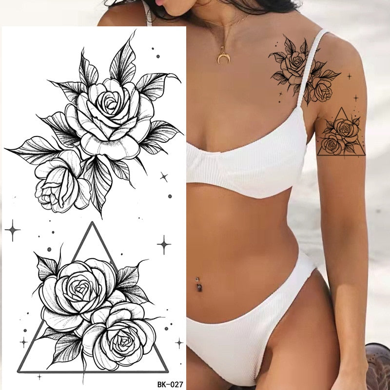 Tattoos Sticker Waterproof Temporary Sketch Flower Simple Flower Sternum Stick Temporary Tattoo Stick Women