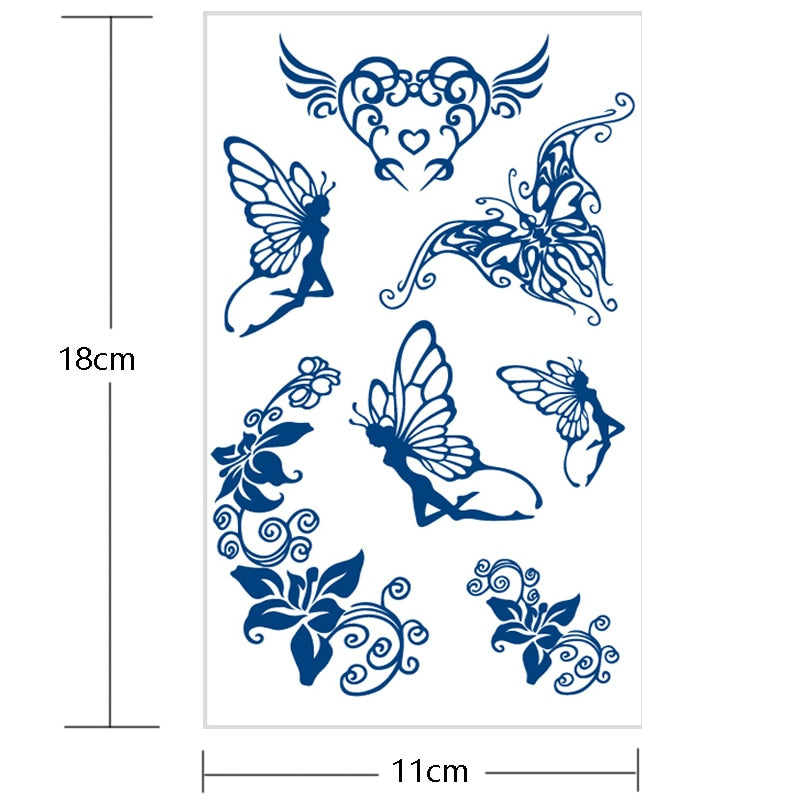 Juice Ink Tattoos Body Art Lasting Waterproof Temporary Tattoo Sticker Waist Totem Tatoo Moon Butterfly Arm Fake Tatto Women Men