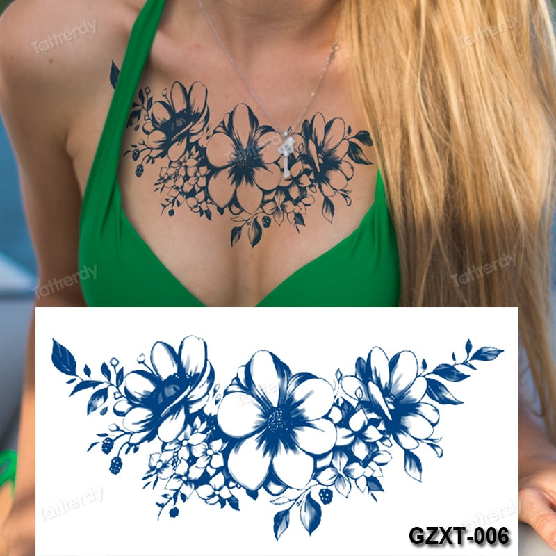 sternum temporary tattoos large body art painting juice ink long