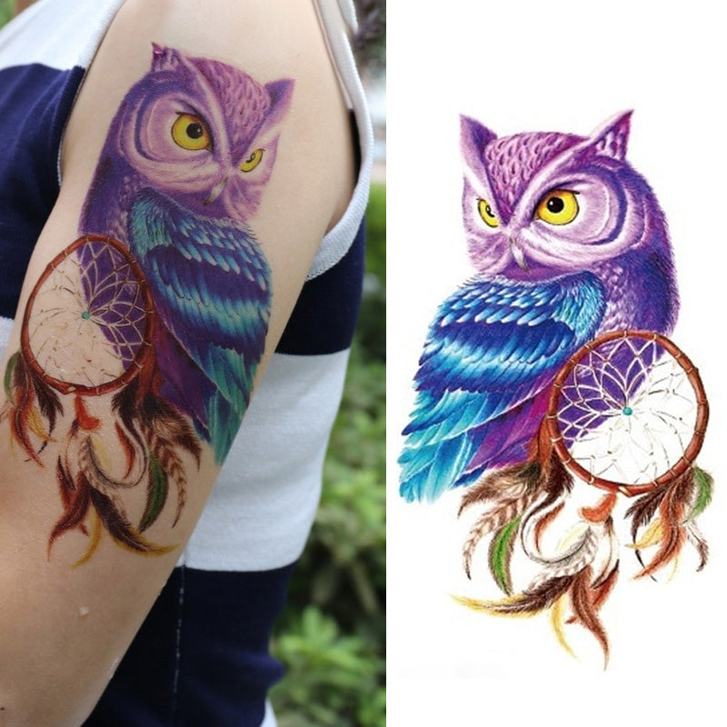 1piece Temporary Tattoo Color Owl dream catcher tattoos Stickers big women's Waterproof On body Arm Animal dreamcatcher HB649