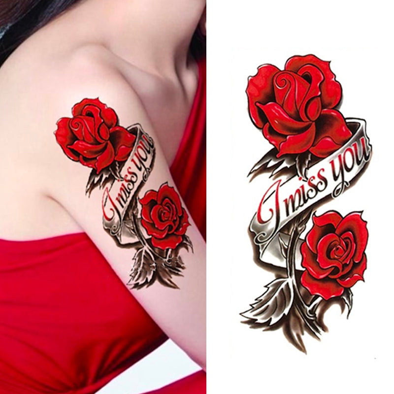 3Pcs Waterproof Temporary Tattoo Sticker Flower Rose Flash Butterfly Lace Lady Body Art Arm Fashion Fake Sleeve Women Tattoos